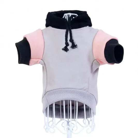 Grey & Baby Pink Dog Hoodie - Rich Paw - 2