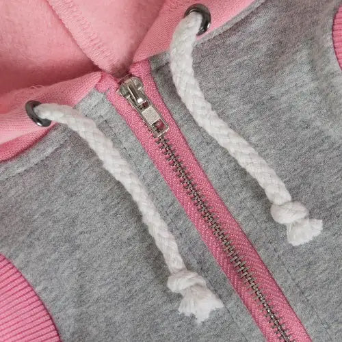 Grey & Pink Sleeveless Zip Dog Hoodie - Rich Paw - 3