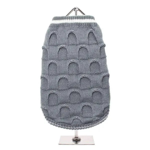 Grey Ruffle Knit Dog Jumper - Urban - 1