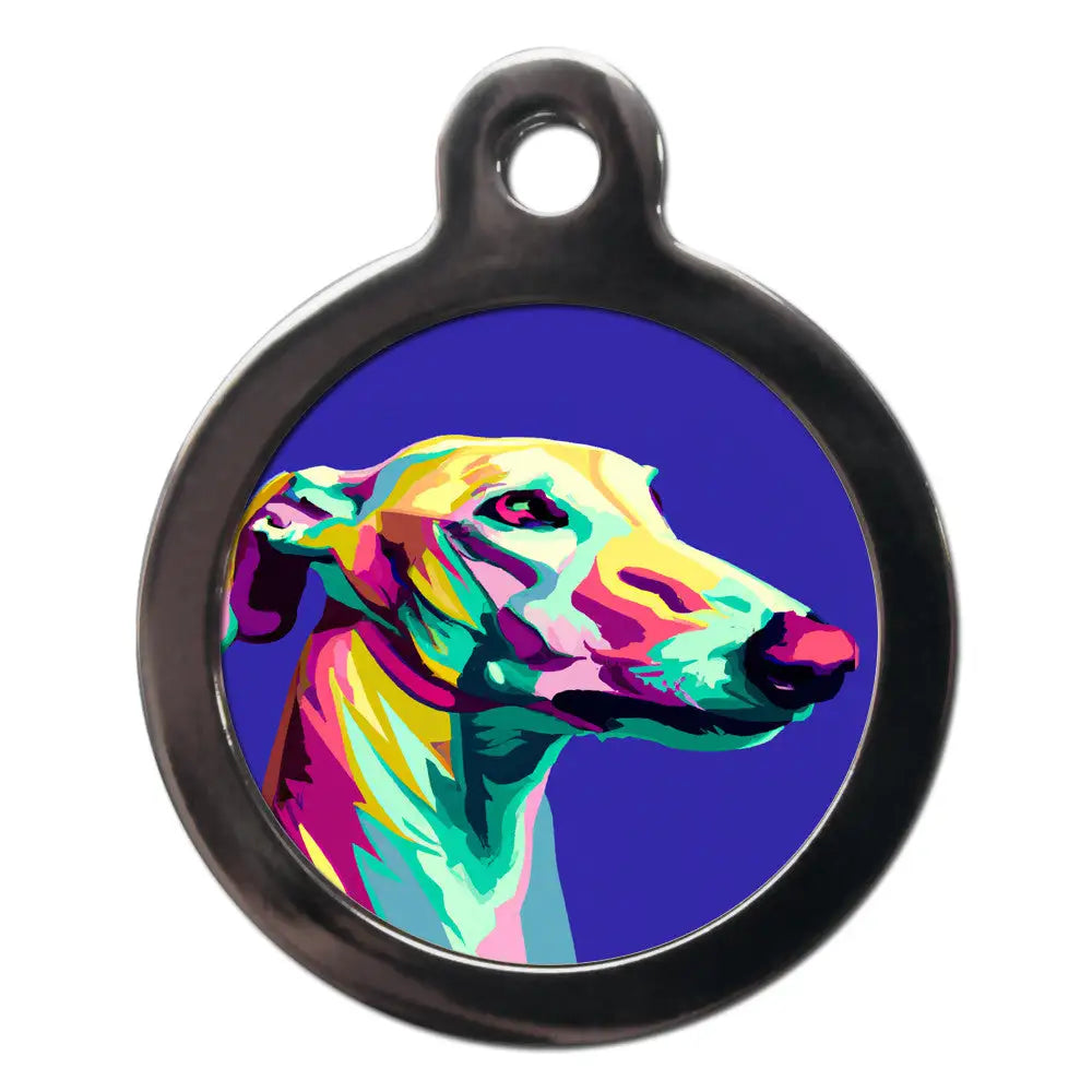 Greyhound Pop Art Dog Id Tag - Ps Pet Tags - 1