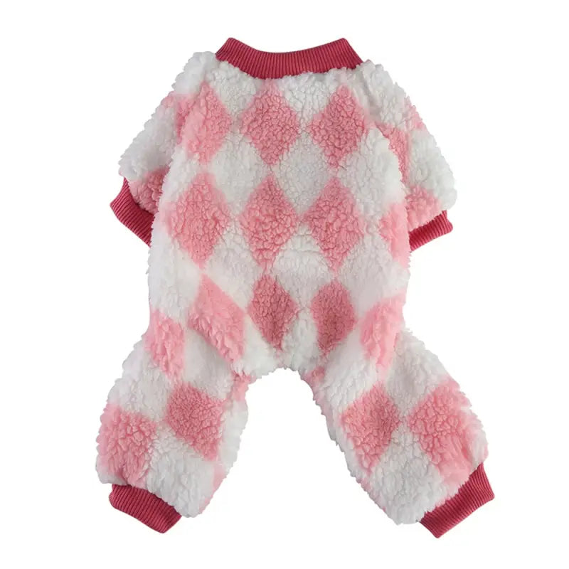 Harlequin Fleece Dog Pyjamas In Pink - Posh Pawz - 2