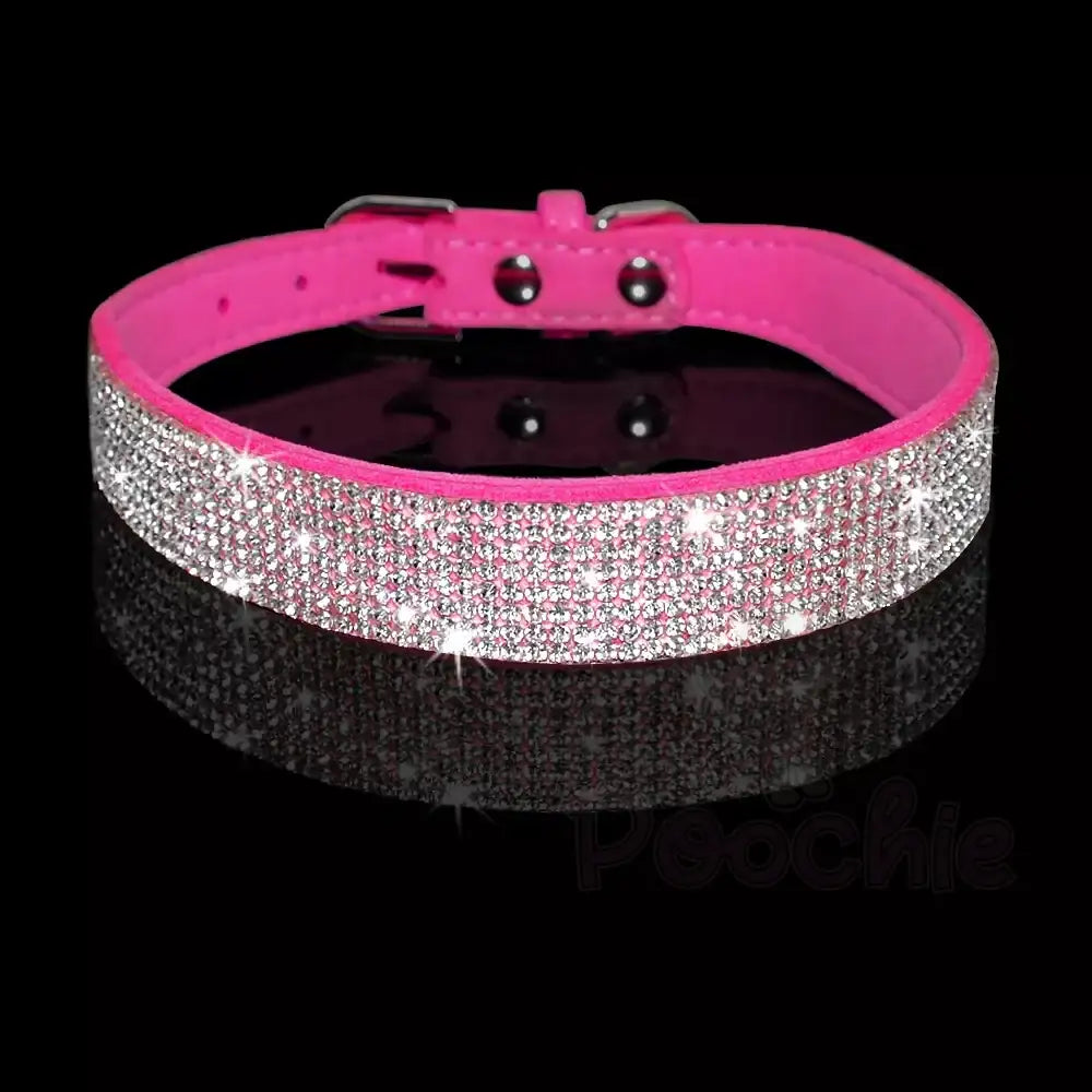 Hot Pink Crystal Eco-suede Dog Collar - Posh Pawz - 2
