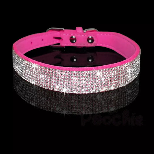 Hot Pink Crystal Eco-suede Dog Collar - Posh Pawz - 2