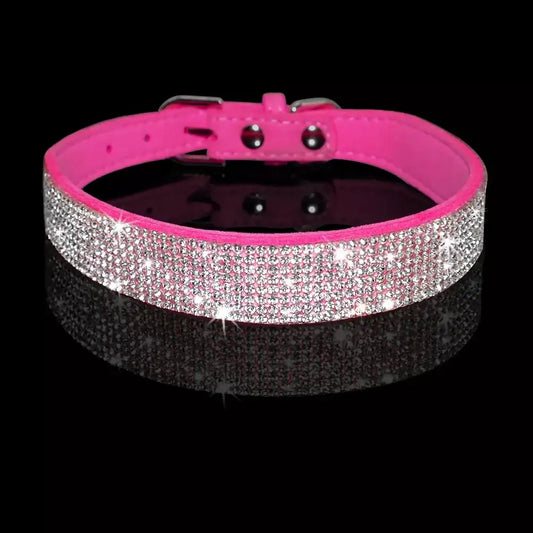 Hot Pink Crystal Eco-suede Dog Collar - Posh Pawz - 2