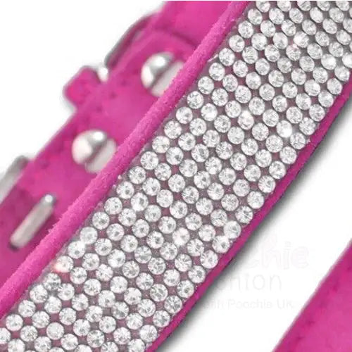 Hot Pink Crystal Eco-suede Dog Collar - Posh Pawz - 3