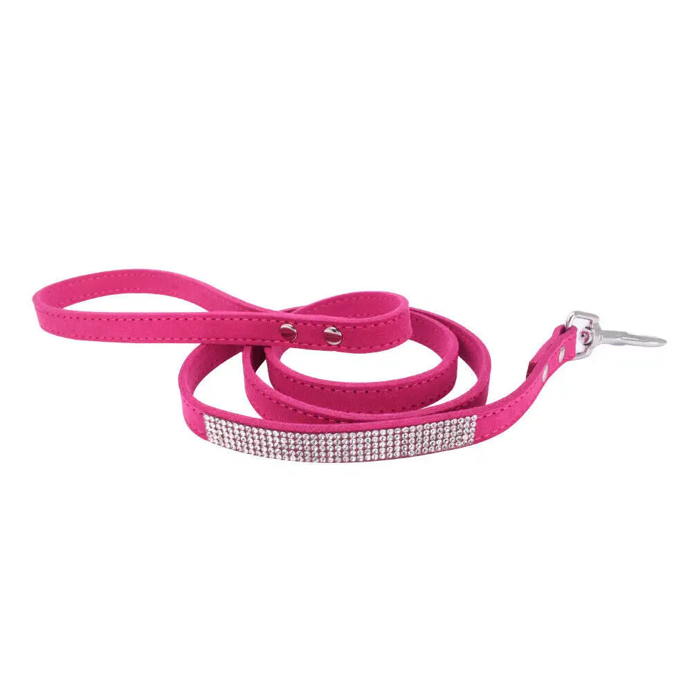 Hot Pink Crystal Eco-suede Dog Lead - Posh Pawz - 1