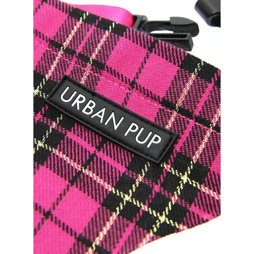 Hot Pink Tartan Fabric Dog Bandana Medium - Sale - 3