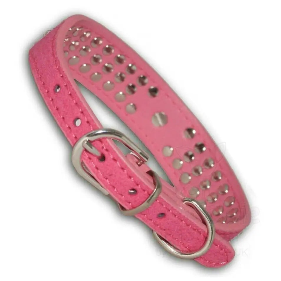 Hot Pink Triple Rhinestone Eco-suede Dog Collar - Posh Pawz - 2