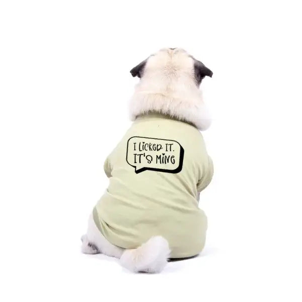 I Licked it It’s Mine Dog T-shirt - Khaki - Rich Paw - 1