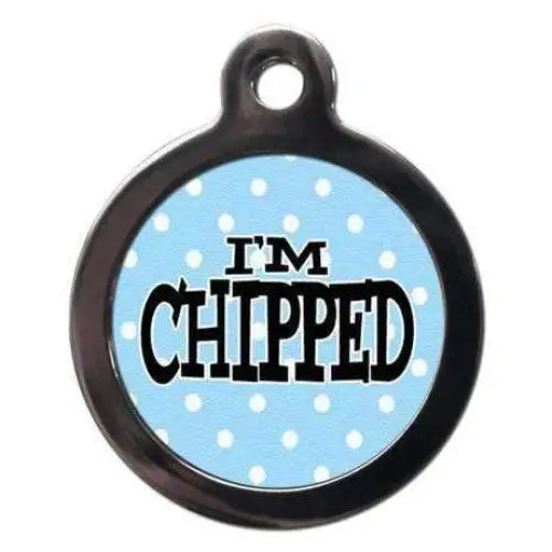 I’m Chipped Blue Polka Pet Id Tag - Ps Pet Tags - 1