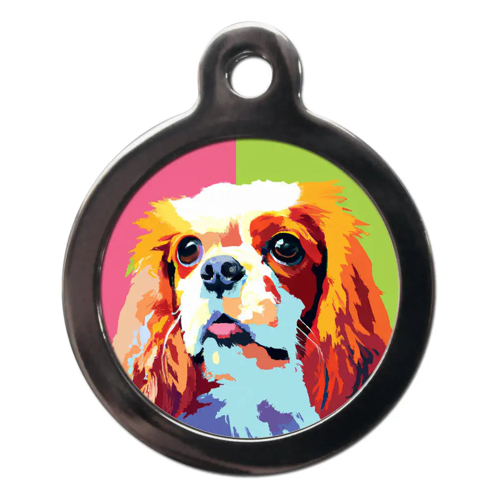 King Charles Spaniel Pop Art Dog Id Tag - Ps Pet Tags - 1