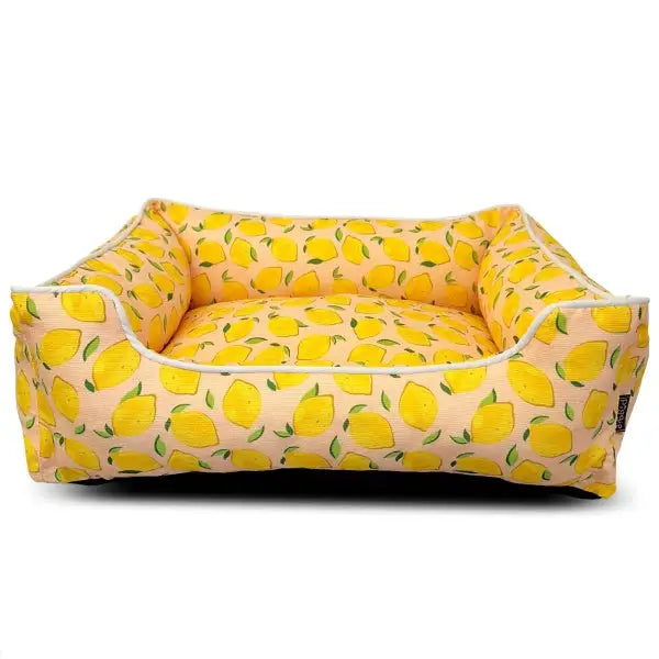 Lemon Squeeze Luxury Corduroy Dog Bed - Piggie - 1