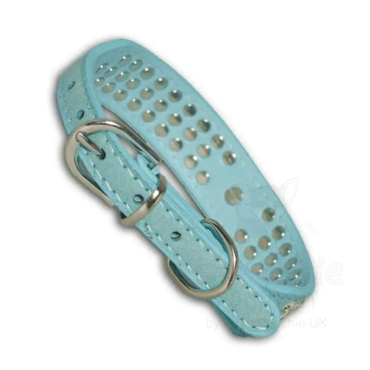 Light Blue Triple Rhinestone Eco-suede Dog Collar - Posh Pawz - 2