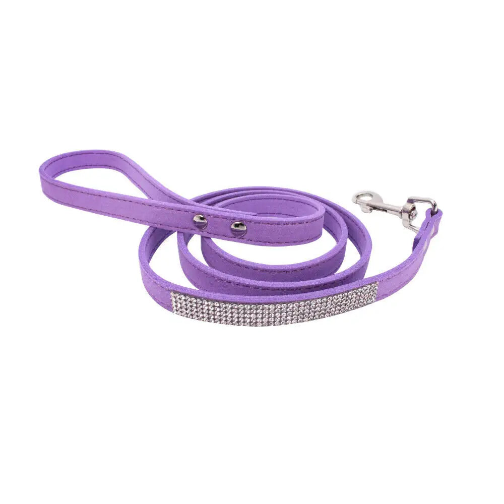 Lilac Crystal Eco-suede Dog Lead - Posh Pawz - 1