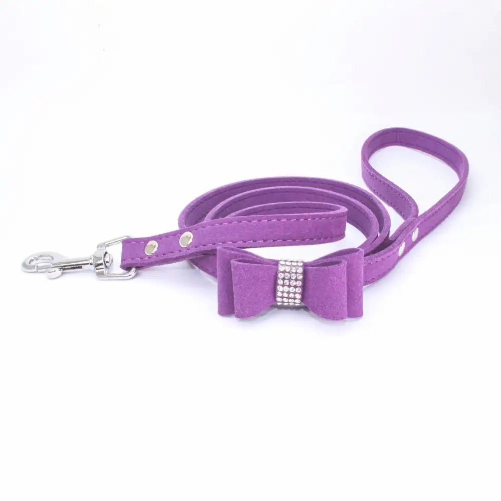 Lilac Sprinkle Bow Eco-suede Dog Lead - Posh Pawz - 1