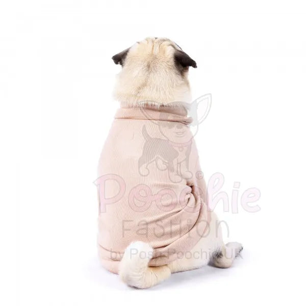 Long Sleeve Ribbed Dog T-shirt in Beige - Rich Paw - 3
