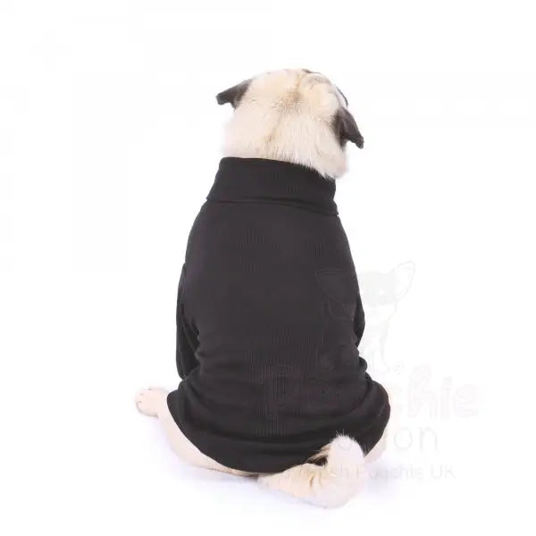 Long Sleeve Ribbed Dog T-shirt Jumper Black - Rich Paw - 3