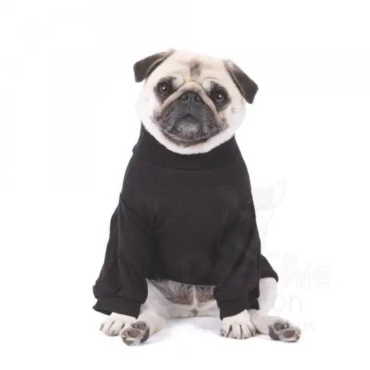 Long Sleeve Ribbed Dog T-shirt Jumper Black - Rich Paw - 2