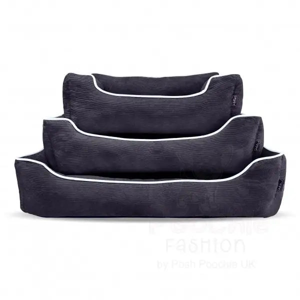 Luxury Black Corduroy Dog Bed - Piggie - 2