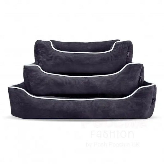 Luxury Black Corduroy Dog Bed - Piggie - 2