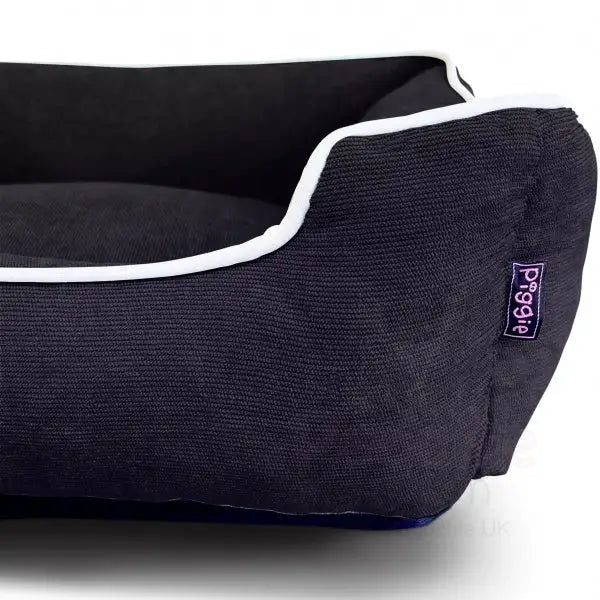 Luxury Black Corduroy Dog Bed - Piggie - 3