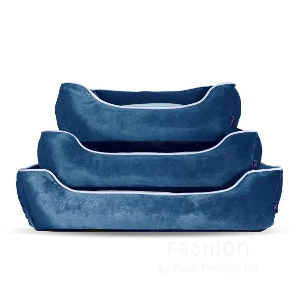 Luxury Blue Velvet Dog Bed - Piggie - 2