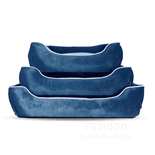 Luxury Blue Velvet Dog Bed - Piggie - 2
