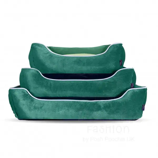 Luxury Emerald Green Velvet Dog Bed - Piggie - 2