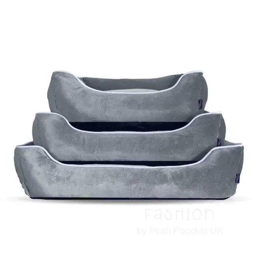 Luxury Grey Velvet Dog Bed - Piggie - 2