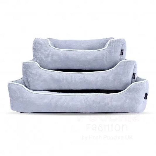 Luxury Personalised Grey Corduroy Dog Bed - Piggie - 2