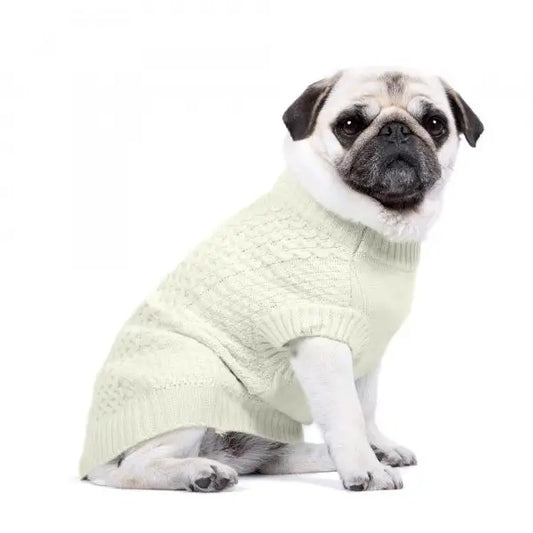 Luxury Supersoft Cable Knit Dog Jumper in Apple White - Rich Paw - 2