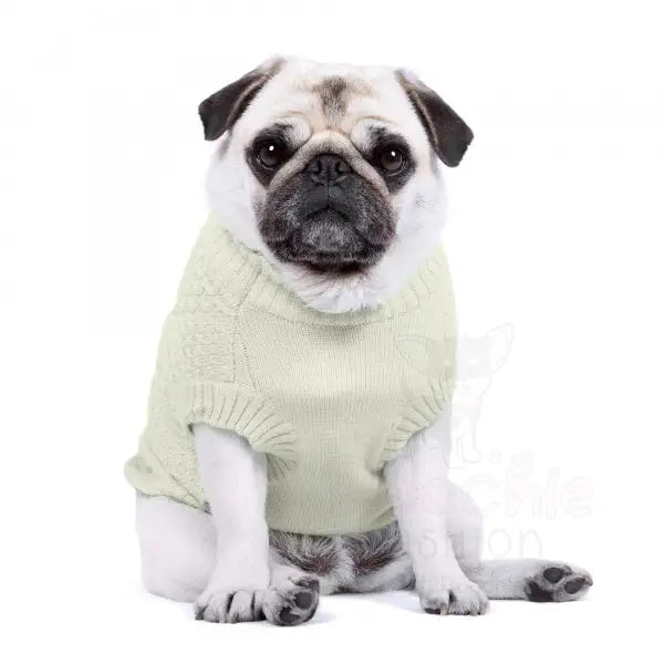 Luxury Supersoft Cable Knit Dog Jumper in Apple White - Rich Paw - 3