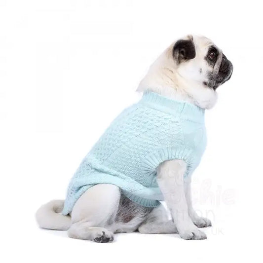 Luxury Supersoft Cable Knit Dog Jumper in Baby Blue - Rich Paw - 2