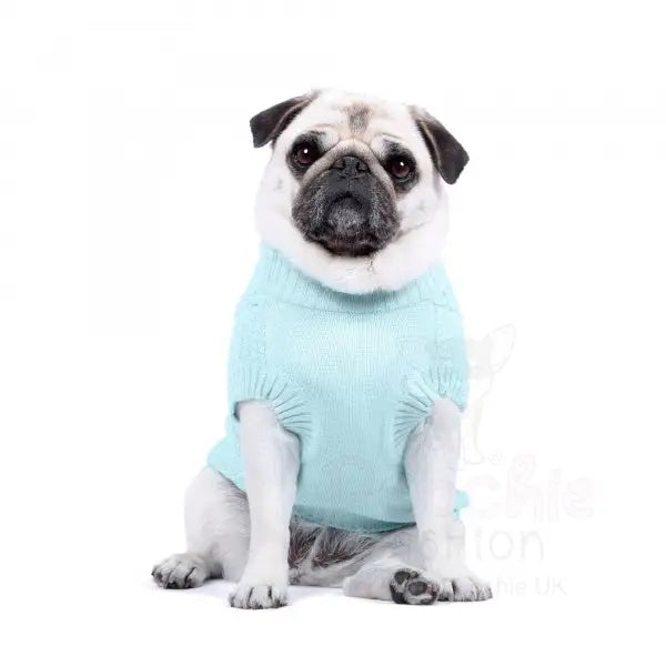 Luxury Supersoft Cable Knit Dog Jumper in Baby Blue - Rich Paw - 3