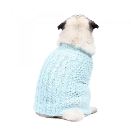 Luxury Supersoft Cable Knit Dog Jumper in Baby Blue - Rich Paw - 1