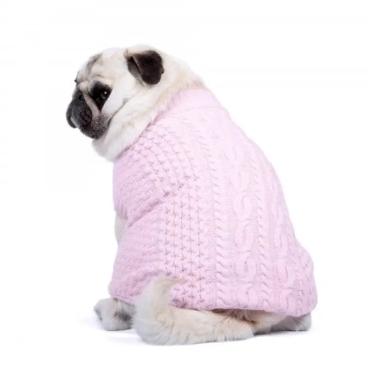 Luxury Supersoft Cable Knit Dog Jumper In Candy Floss Pink - Rich Paw - 1