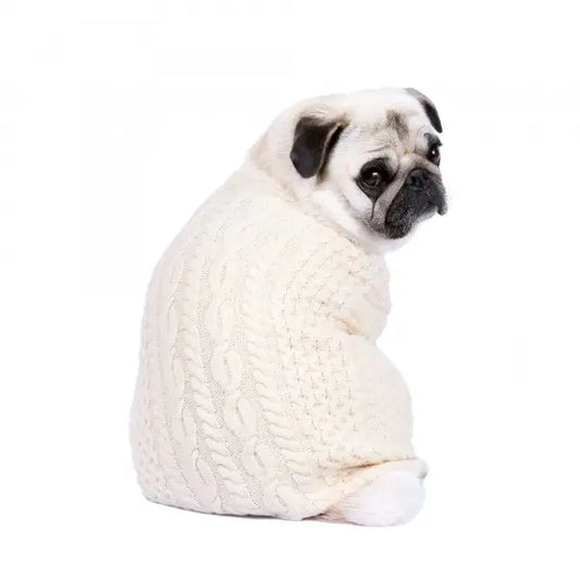Luxury Supersoft Cable Knit Dog Jumper in Vanilla - Rich Paw - 1