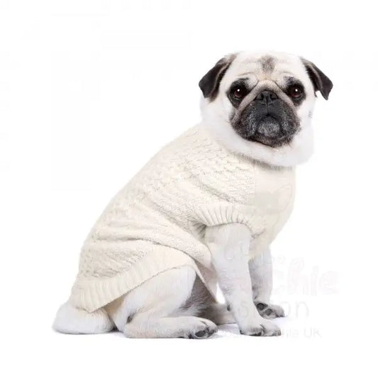 Luxury Supersoft Cable Knit Dog Jumper in Vanilla - Rich Paw - 2