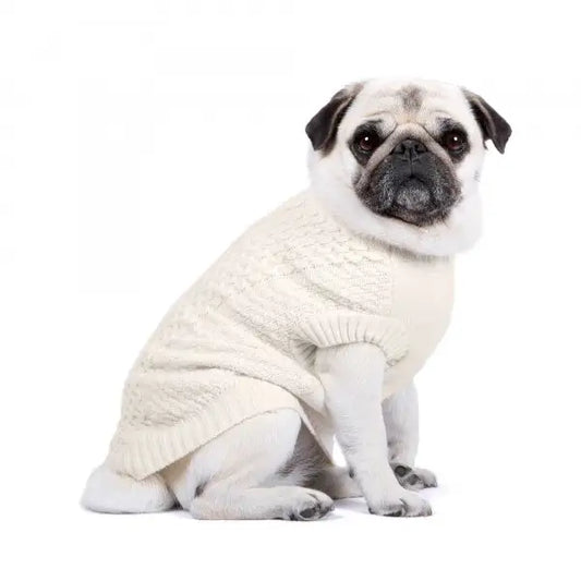 Luxury Supersoft Cable Knit Dog Jumper in Vanilla - Rich Paw - 2