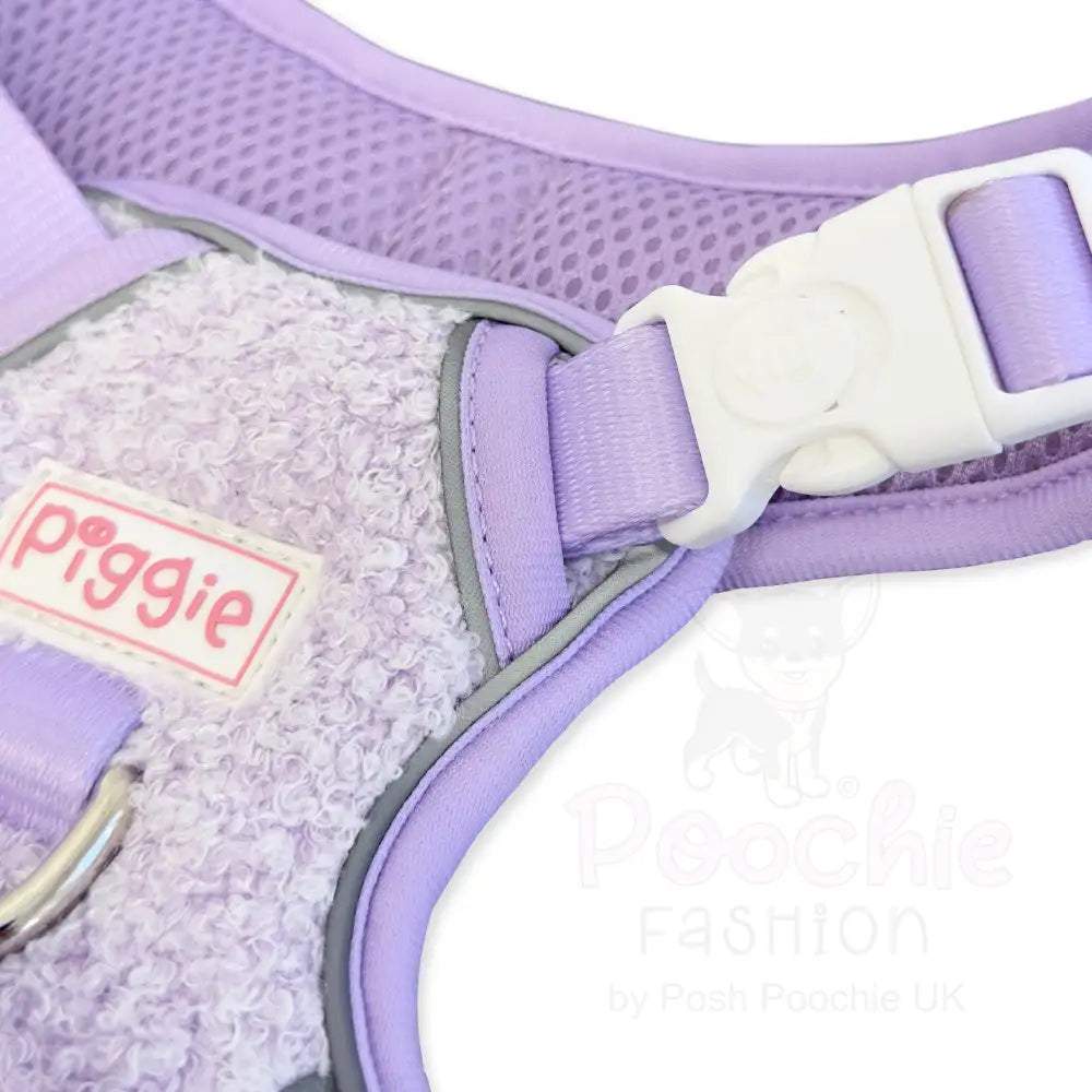 Luxury Teddy Fleece Explorer Dog Harness in Lilac - Piggie - 6