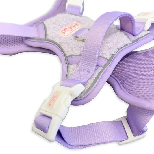 Luxury Teddy Fleece Explorer Dog Harness in Lilac - Piggie - 2