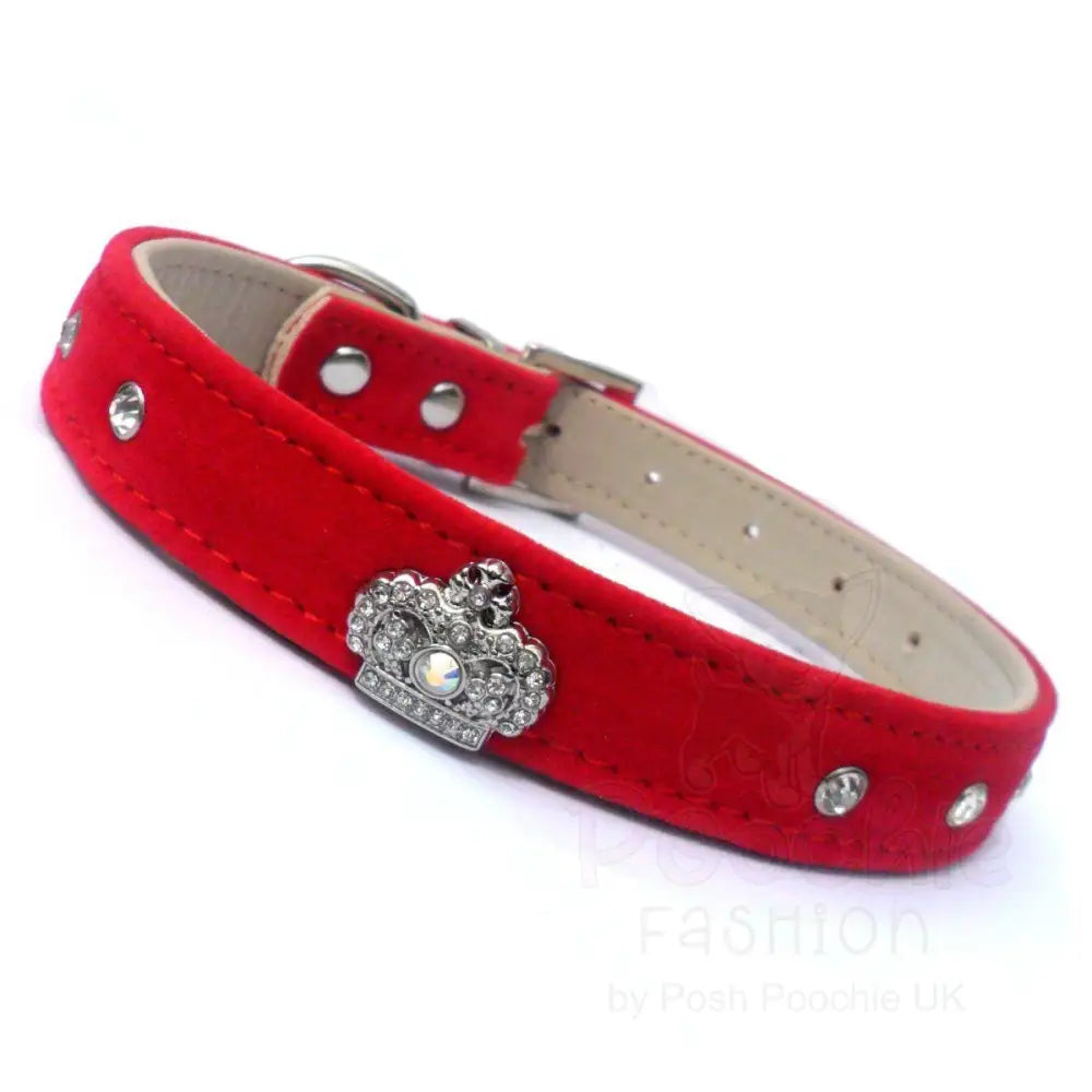 Majestic Red Velvet Luxury Crystal Dog Collar - Posh Pawz - 4