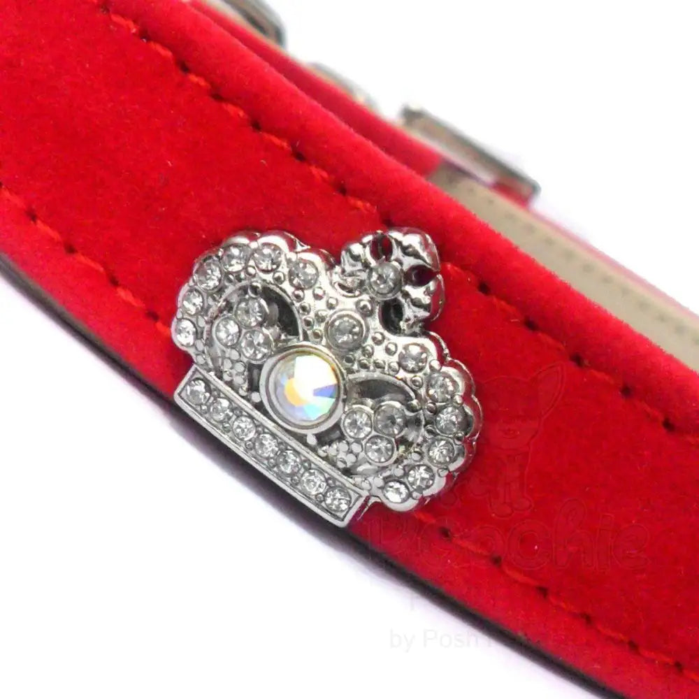 Majestic Red Velvet Luxury Crystal Dog Collar - Posh Pawz - 2