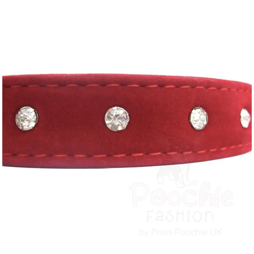 Majestic Red Velvet Luxury Crystal Dog Collar - Posh Pawz - 3