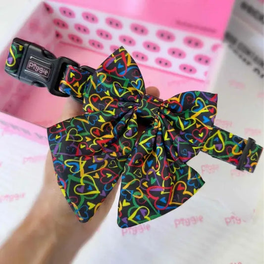 Neon Love Dog Sailor Bow Tie - Piggie - 2