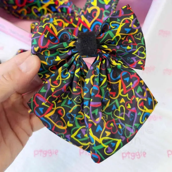 Neon Love Dog Sailor Bow Tie - Piggie - 3