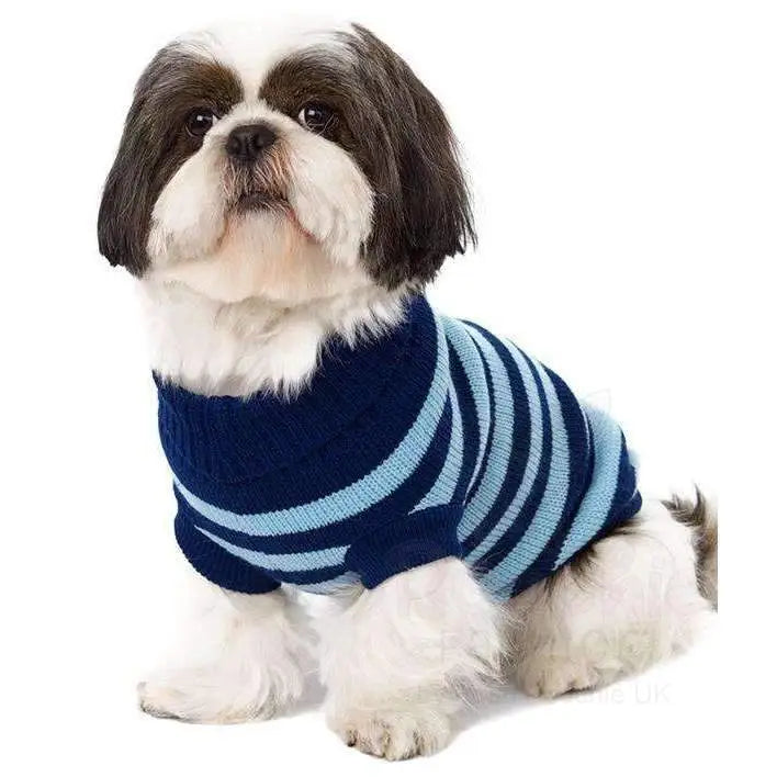 Oxford Blue Striped Dog Jumper - Posh Pawz - 2