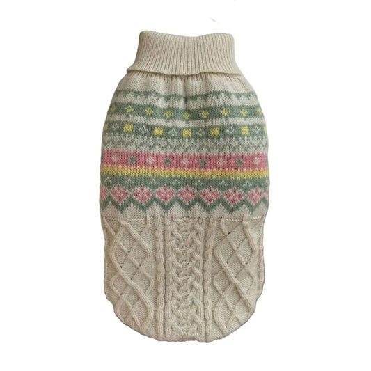 Pastel Fair Isle Cable Knit Dog Jumper - Posh Pawz - 1