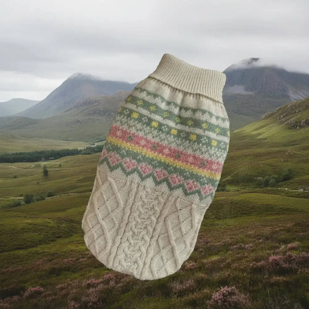 Pastel Fair Isle Cable Knit Dog Jumper - Posh Pawz - 4