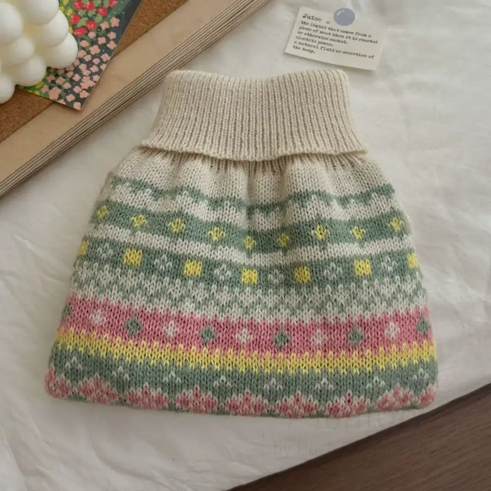 Pastel Fair Isle Cable Knit Dog Jumper - Posh Pawz - 5